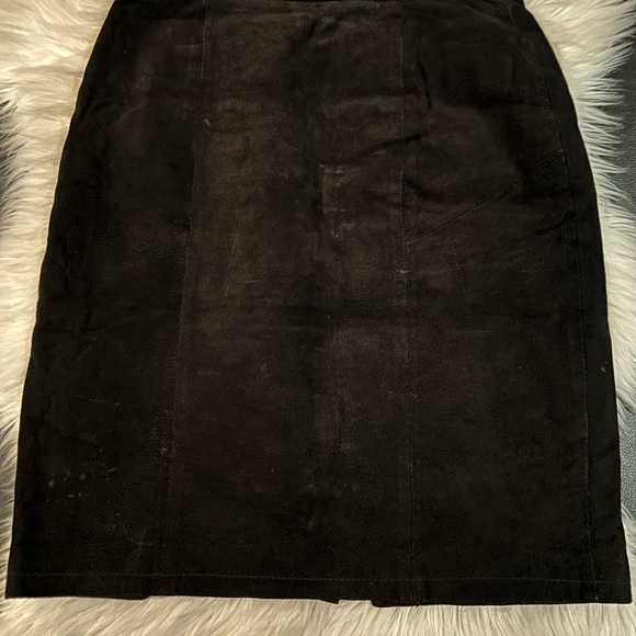Vintage Suede Leather Hideout Black Leather Midi skirt size 8 Y2K,90’s - Picture 3 of 7